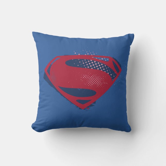 Justice League | Brush & Halftone Superman Symbol Cushion (Front)
