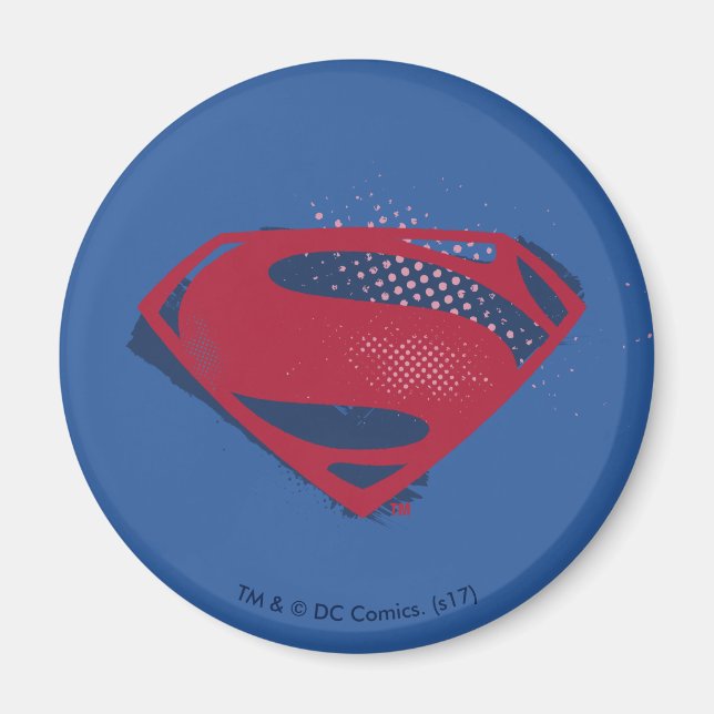 Justice League | Brush & Halftone Superman Symbol Magnet (Front)