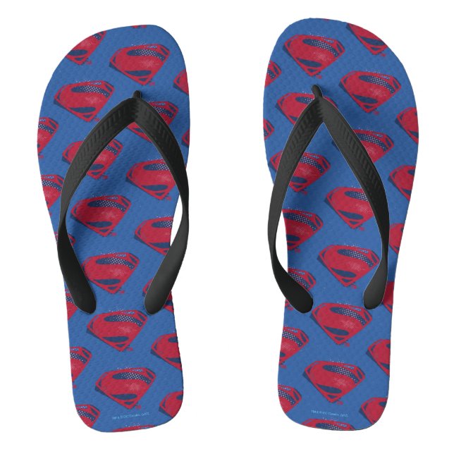 Justice League | Brush & Halftone Superman Symbol Thongs (Footbed)