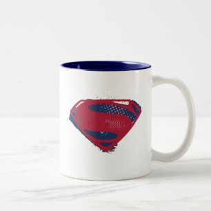 Justice League   Brush & Halftone Superman Symbol Two-Tone Coffee Mug