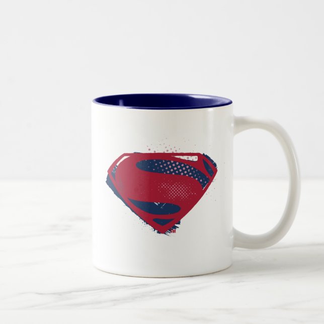 Justice League | Brush & Halftone Superman Symbol Two-Tone Coffee Mug (Right)