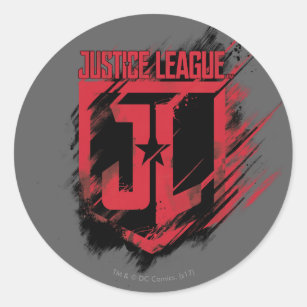 Justice League   Brushed Paint JL Shield Classic Round Sticker