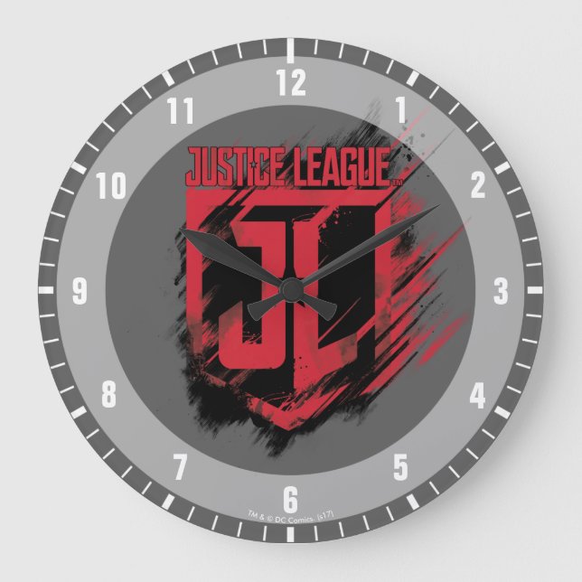 Justice League | Brushed Paint JL Shield Large Clock (Front)