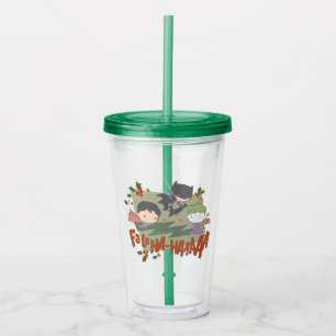 Justice League Chibi Holiday Cookie Chase Acrylic Tumbler