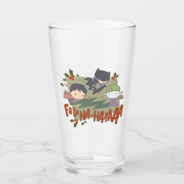 Justice League Chibi Holiday Cookie Chase Glass (Front)