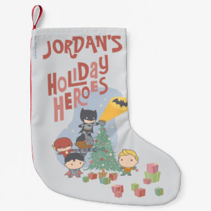 Justice League Chibi Holiday Tree Decorating Small Christmas Stocking