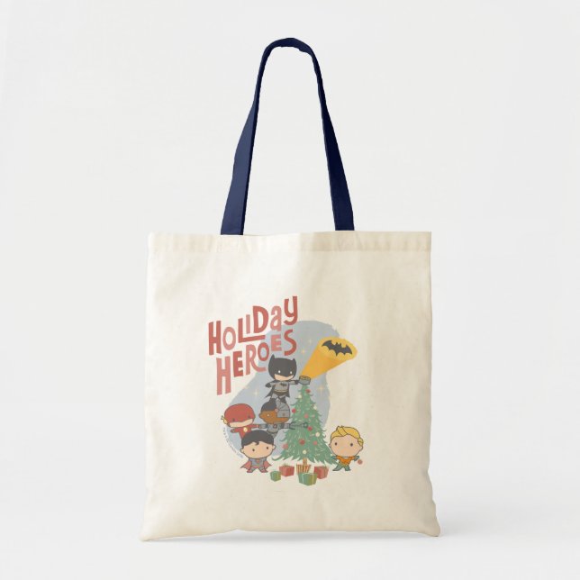 Justice League Chibi Holiday Tree Decorating Tote Bag (Front)