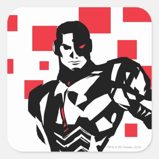 Justice League | Cyborg Digital Noir Pop Art Square Sticker (Front)