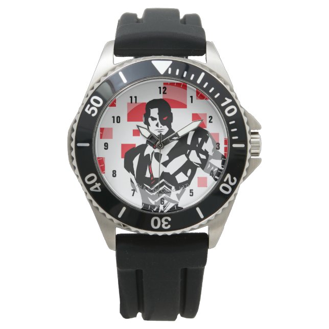 Justice League | Cyborg Digital Noir Pop Art Watch (Front)