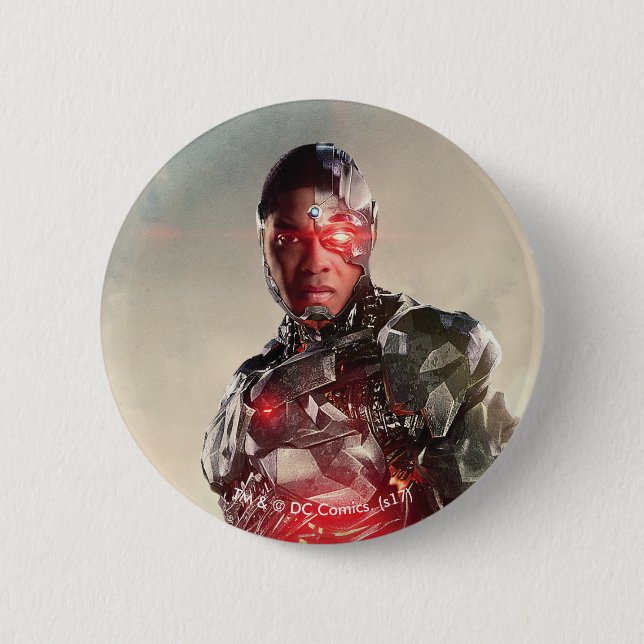 Justice League | Cyborg On Battlefield 6 Cm Round Badge (Front)
