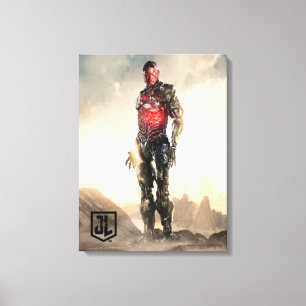 Justice League Cyborg On Battlefield Canvas Print