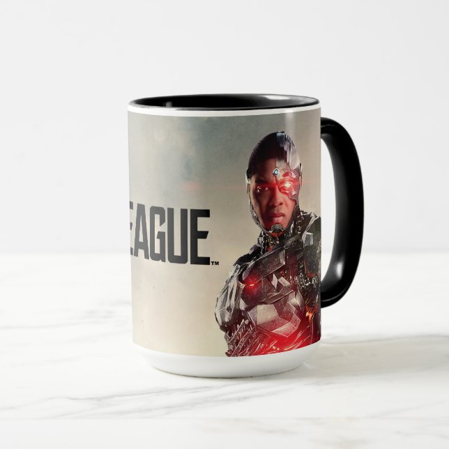 Justice League | Cyborg On Battlefield Mug (Front Right)