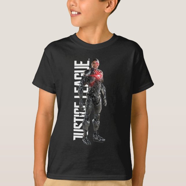 Justice League | Cyborg On Battlefield T-Shirt (Front)