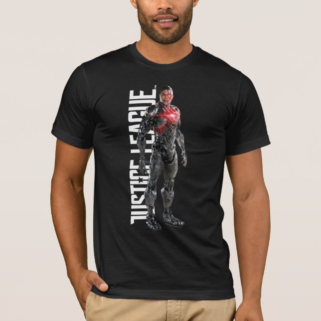 Justice League | Cyborg On Battlefield T-Shirt (Front)