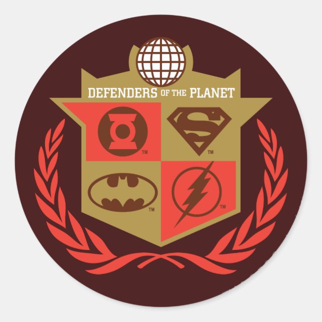 Justice League Defenders of the Planet Classic Round Sticker (Front)