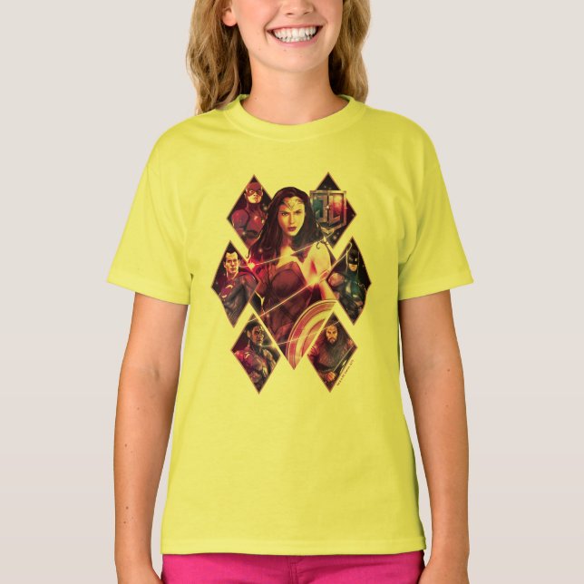 Justice League | Diamond Galactic Group Panels T-Shirt (Front)