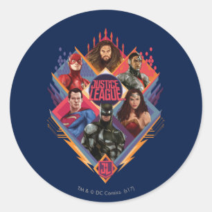 Justice League   Diamond Hatch Group Badge Classic Round Sticker