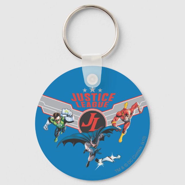 Justice League Flying Air Badge and Heroes Key Ring (Front)
