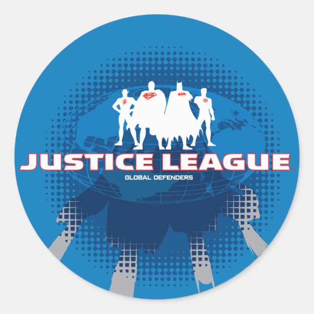 Justice League Global Defenders Classic Round Sticker (Front)