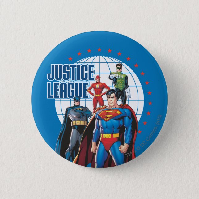 Justice League Global Heroes 6 Cm Round Badge (Front)