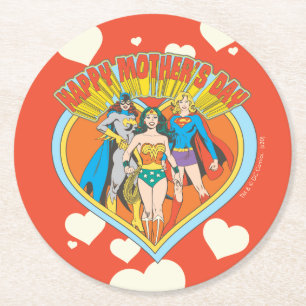 Justice League   Happy Mother's Day Round Paper Coaster