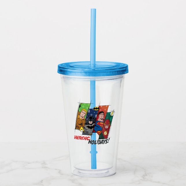 Justice League "Heroic Holidays!" Acrylic Tumbler (Front)