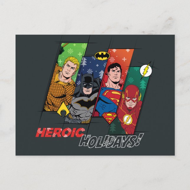 Justice League "Heroic Holidays!" Holiday Postcard (Front)