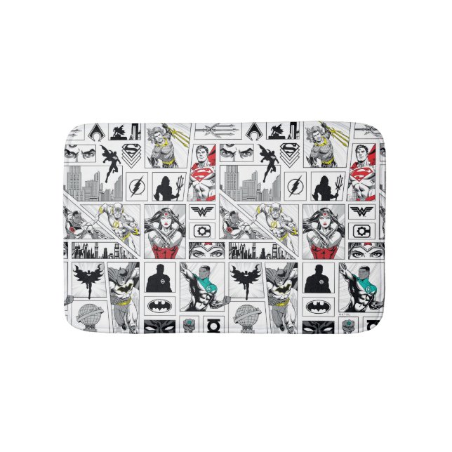 Justice League Heroic Panel Pattern Bath Mat (Front)