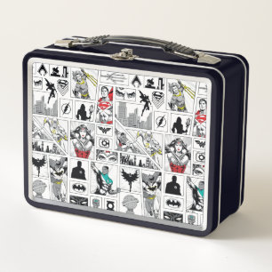 Justice League Heroic Panel Pattern Metal Lunch Box