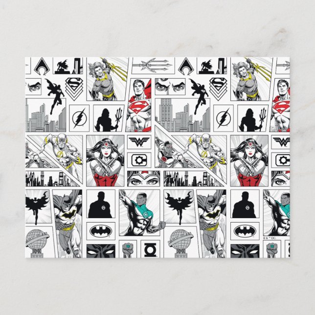 Justice League Heroic Panel Pattern Postcard (Front)