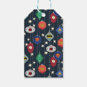 Justice League Holiday Bauble Pattern Gift Tags