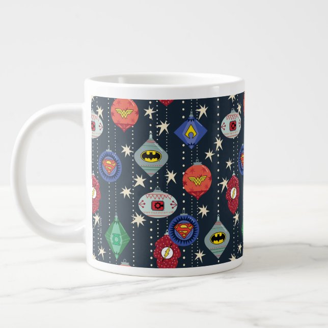 Justice League Holiday Bauble Pattern Large Coffee Mug (Left)