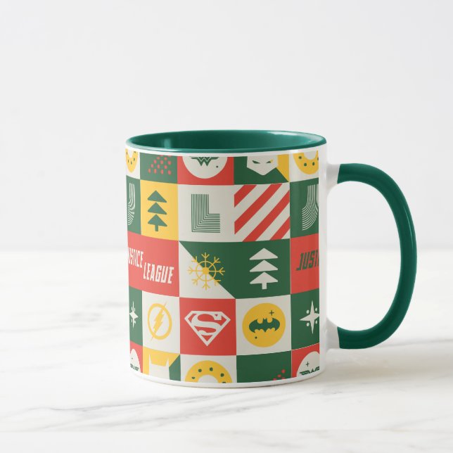 Justice League Holiday Grid Pattern Mug (Right)