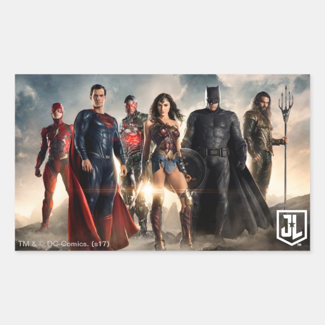 Justice League | Justice League On Battlefield Rectangular Sticker (Front)