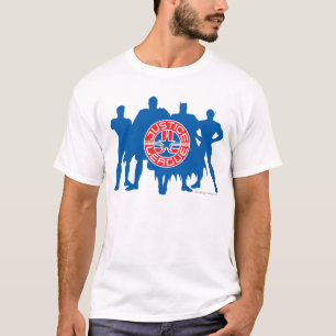 Justice League Logo and Solid Character Background T-Shirt