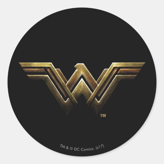 Justice League | Metallic Wonder Woman Symbol Classic Round Sticker (Front)
