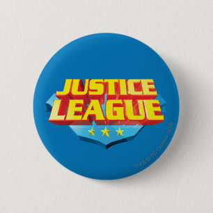 Justice League Name and Shield Logo 6 Cm Round Badge