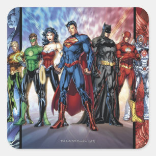 Justice League   New 52 Justice League Line Up Square Sticker
