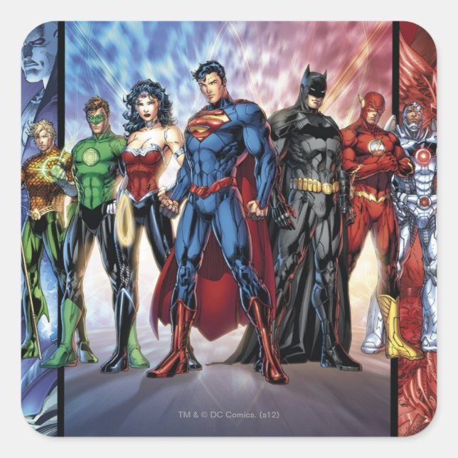 Justice League | New 52 Justice League Line Up Square Sticker (Front)