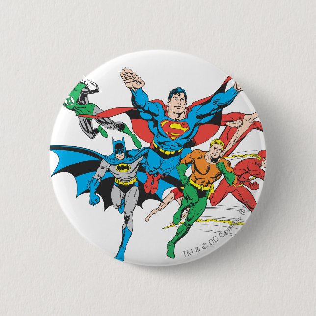 Justice League of America Group 4 6 Cm Round Badge (Front)