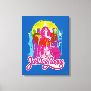 Justice League Retro Group & Logo Pop Art Canvas Print