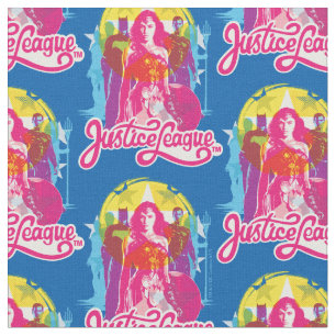 Justice League   Retro Group & Logo Pop Art Fabric