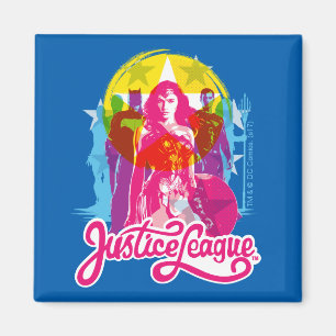 Justice League   Retro Group & Logo Pop Art Magnet