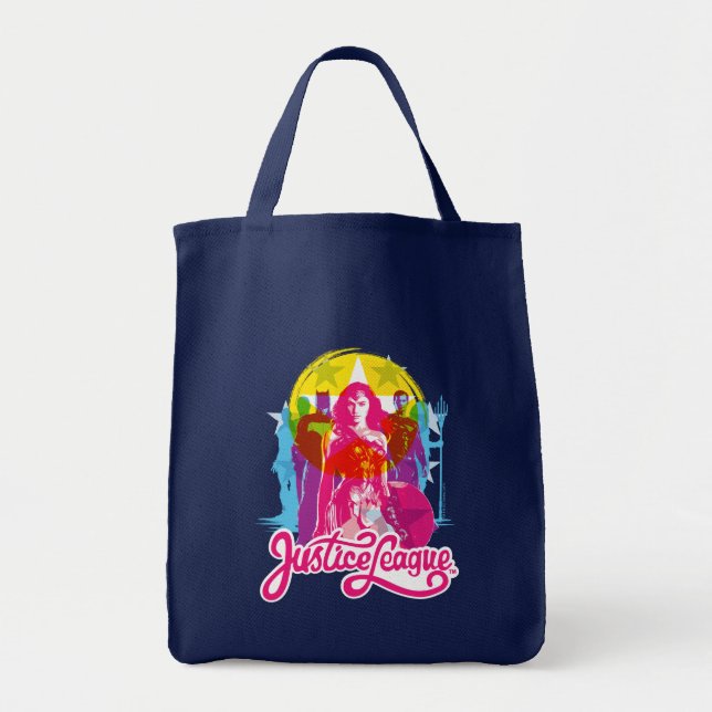 Justice League | Retro Group & Logo Pop Art Tote Bag (Front)