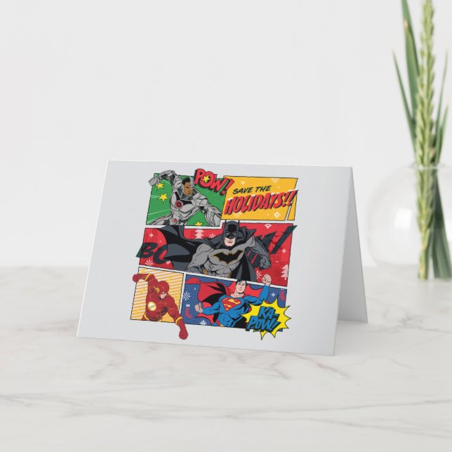 Justice League "Save the Holidays!" Holiday Card (Front)