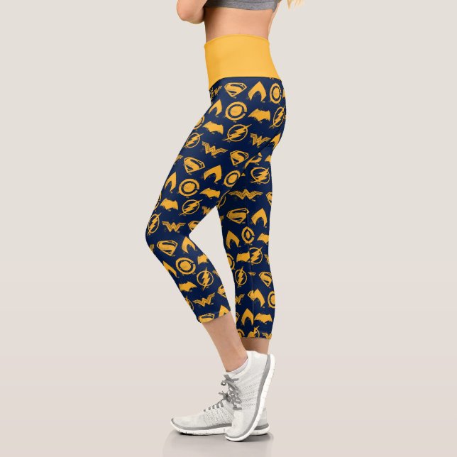 Justice League | Stylised Team Symbols Lineup Capri Leggings (Left)