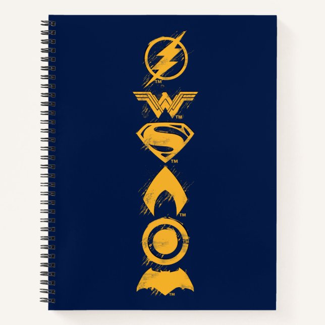 Justice League | Stylised Team Symbols Lineup Notebook (Front)