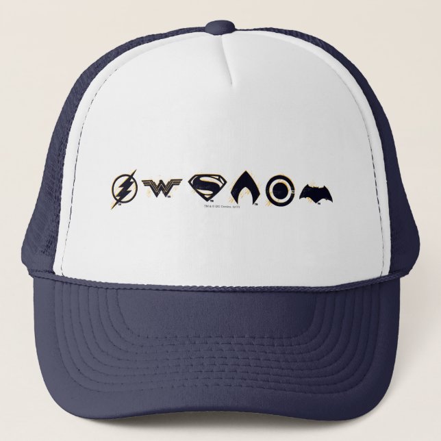 Justice League | Stylised Team Symbols Lineup Trucker Hat (Front)