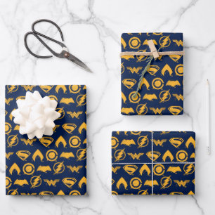 Justice League Stylised Team Symbols Lineup Wrapping Paper Sheet