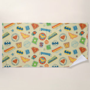 Justice League Super Hero Badge Pattern Beach Towel